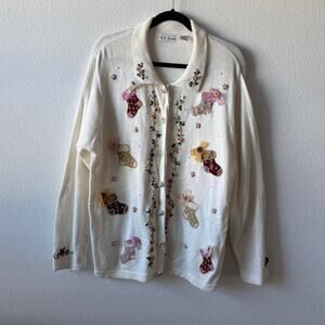 Stunning vintage white christmas cardigan
